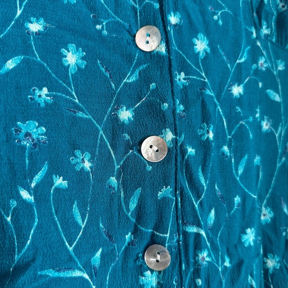 Vintage Coldwater Creek Blue Floral Print Collared Button Up Sundress Midi Dress - Picture 9 of 12